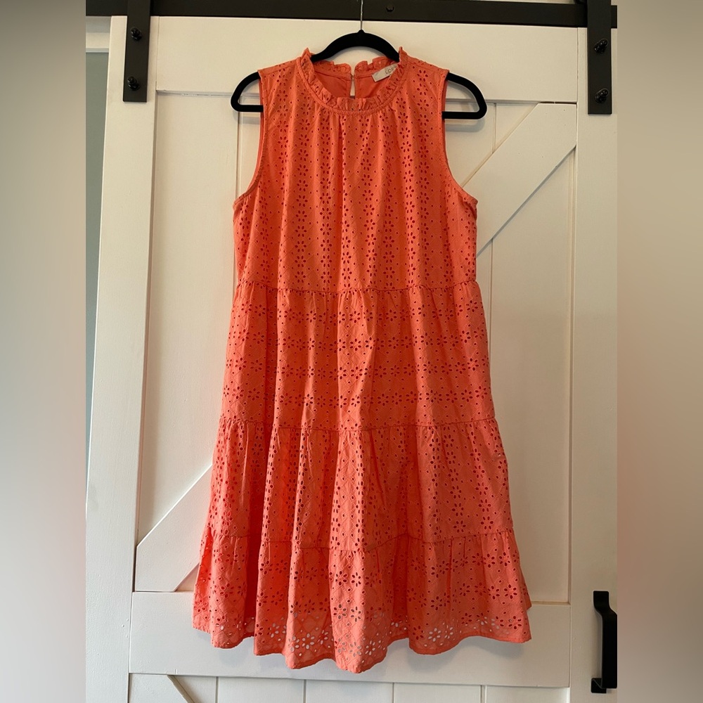 LOFT Coral Eyelet Kids Dress